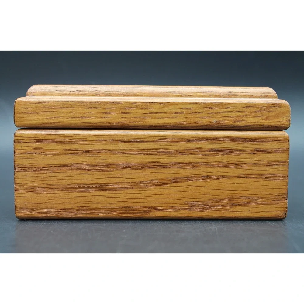 Vintage Wooden Trinket Box Quilt Heart Fabric Inset Lid Jewelry Keepsake Box 5
